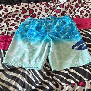 Wonder Nation Blue and Green Kids Swim Trunks